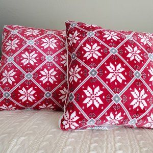 CHRISTMAS SNOWFLAKE PILLOWS SET of 2
